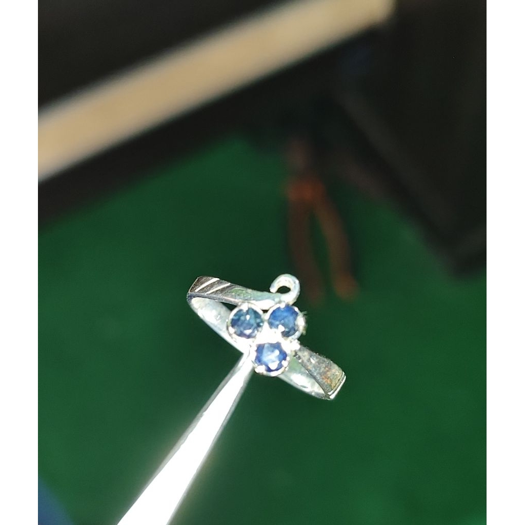 cincin wanita blue safir perak handmade