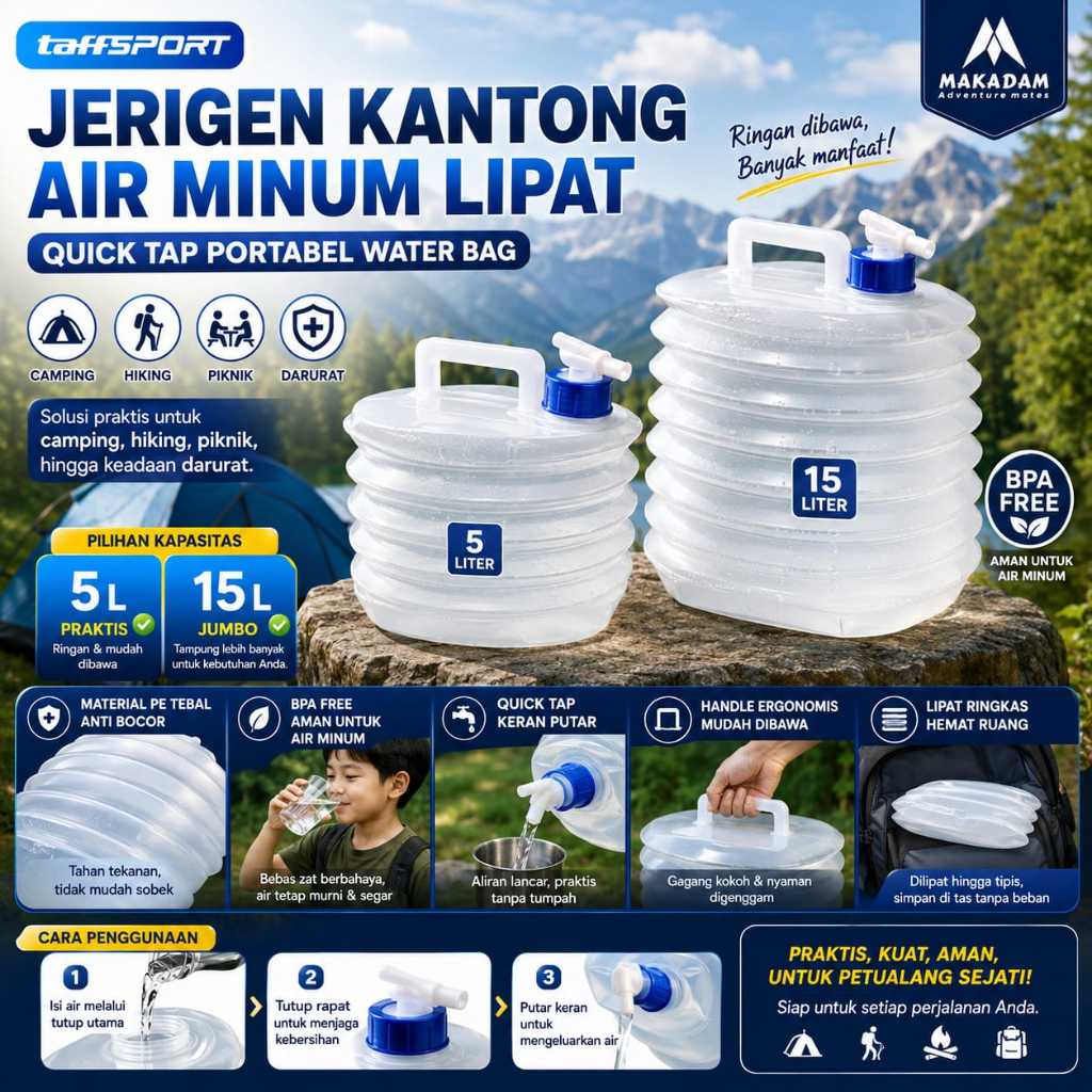 jerigen lipat kantong penyimpanan air 5 15 liter jerigen lipat outdoor camping kantung air