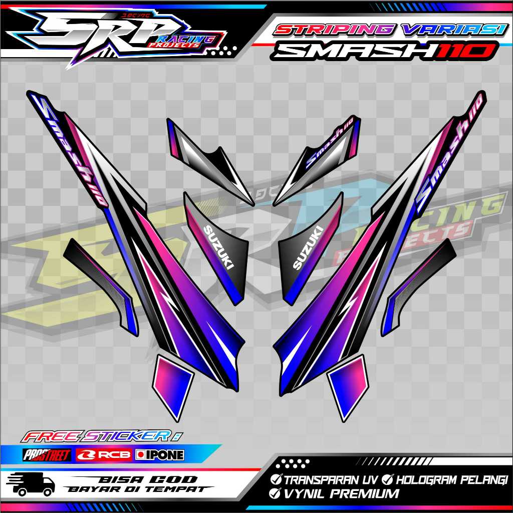 STRIPING VARIASI SUZUKI SMASH 110 / STICKER LIST VARIASI MOTOR SMASH 110