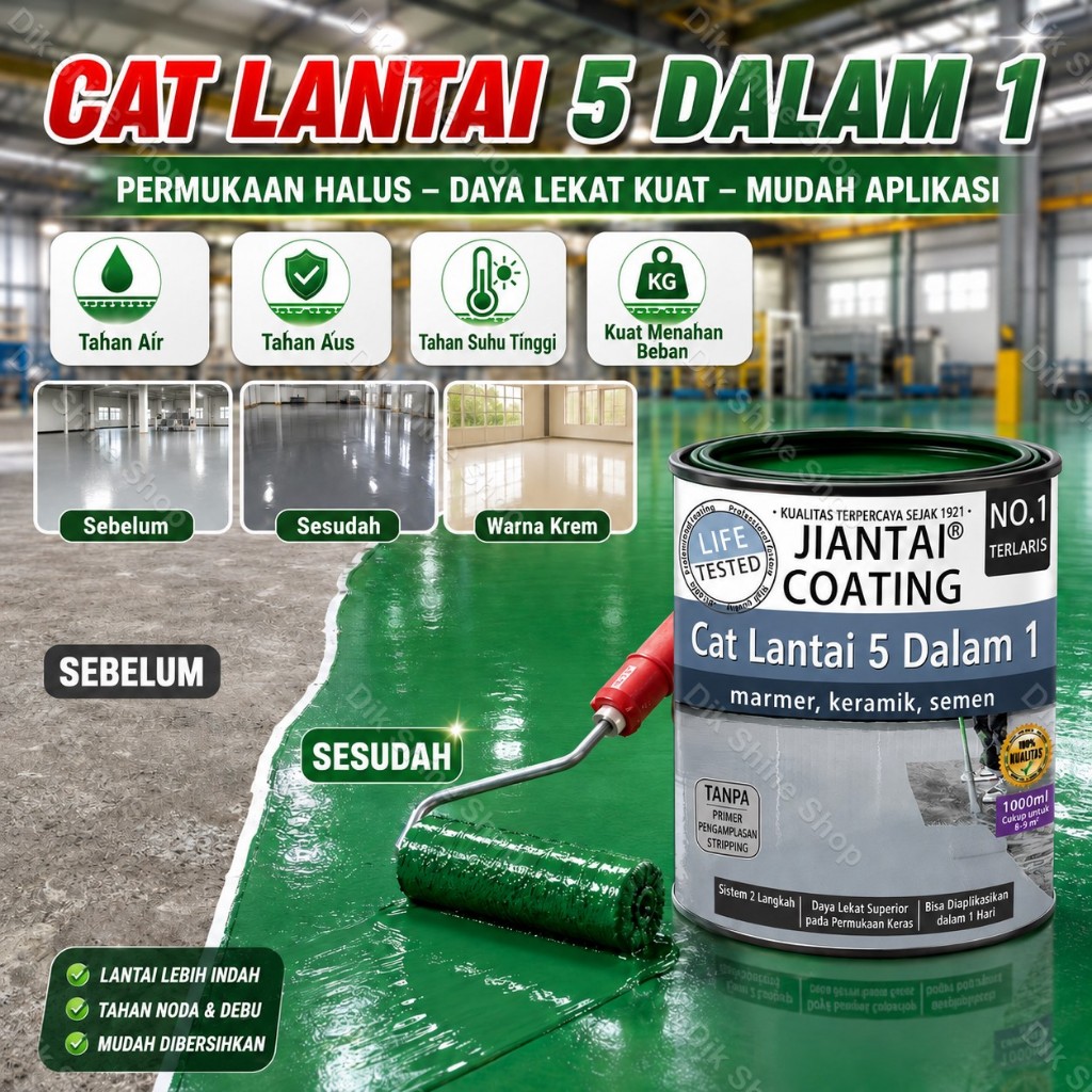 Cat epoxy lantai semen Cat lantai epoxy Self-leveling Tahan Air & Aus Berlaku untuk Bengkel Gudang