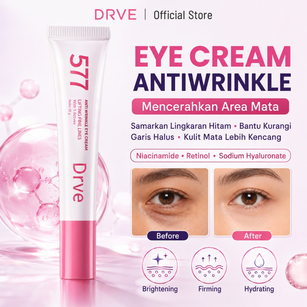 DRVE 577 ANTI WRINKLE REATION EYE CREAM Niacinamide & Retinol  Mengencangkan & Mengencangkan Area Mata | Pudar Garis Halus