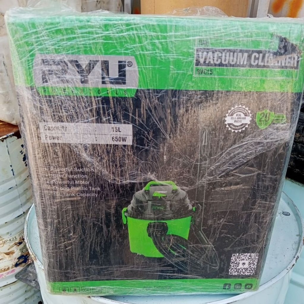 RYU Mesin Vacum RCV15L Cleaner Sedot Basa Kering Vacum Cleaner Fisch -RYU