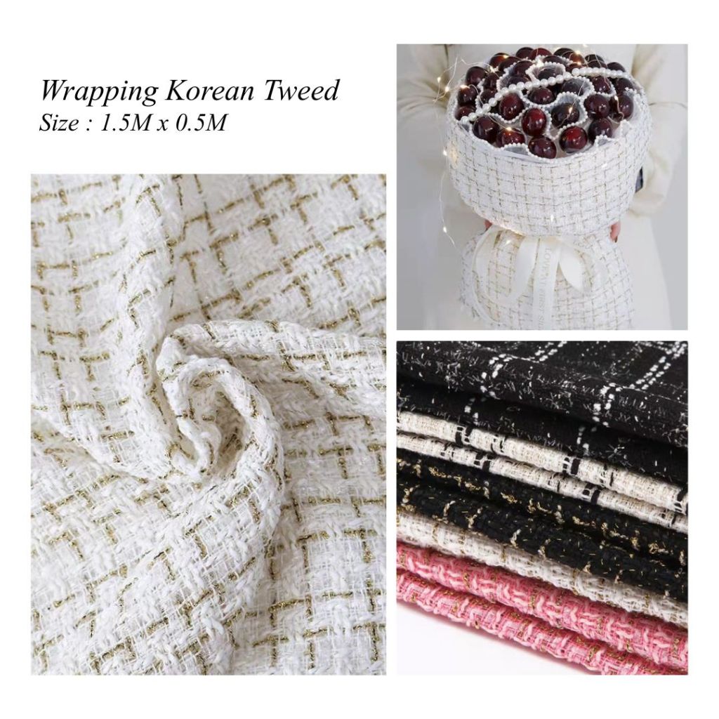 Kain Wrapping Korean Tweed Premium - Wrap Buket Bunga Pembungkus Hadiah Hampers Aesthetic - W035