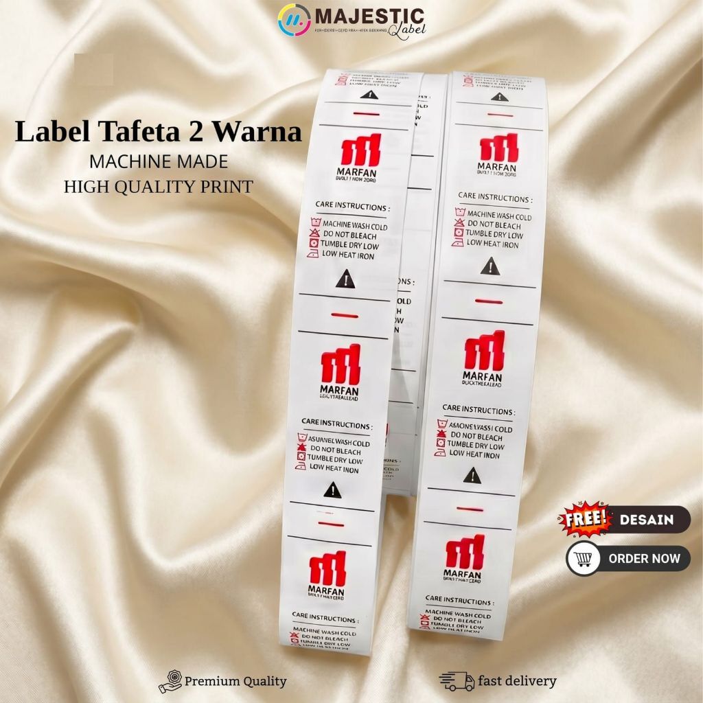 printing label tafeta/washing intruktion/washing/label  pencucian/label baju