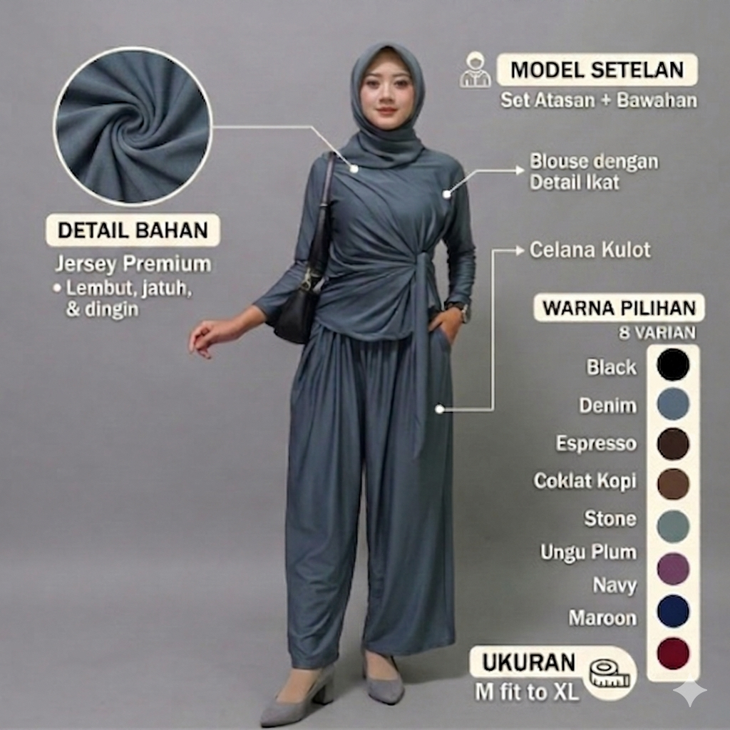 [New produk] One Set Setelan Jersey Premium Tebal Kekinian ModelAdem Jumbo Kasual/ Terbaru  Set Jers