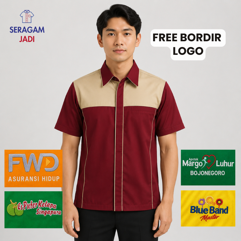 Seragam Kemeja Baju Kerja Lapangan Kantor Karyawan Perusahaan Komunitas Promosi Drill Pria Wanita Cu