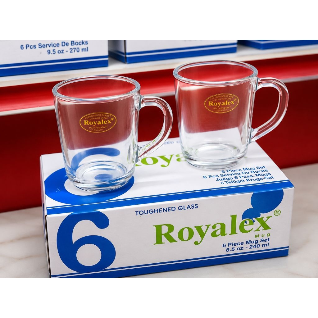 Gelas Mug Kaca Royalex 240ml Gelas Kopi & Teh Transparan Tahan Panas(KSMJ-RX-255)