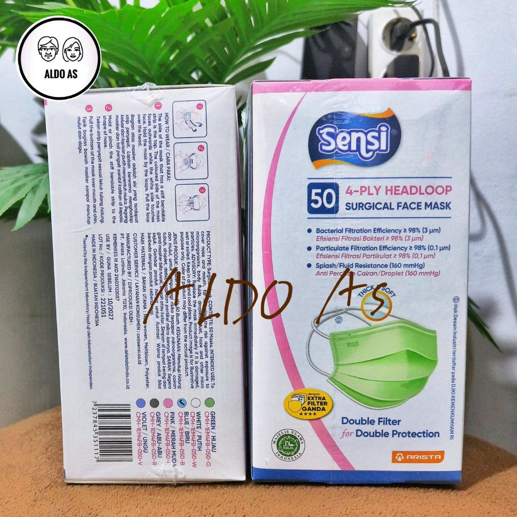 Masker Sensi Headloop Surgical Medis 4ply -Masker Sensi Hijab Putih
