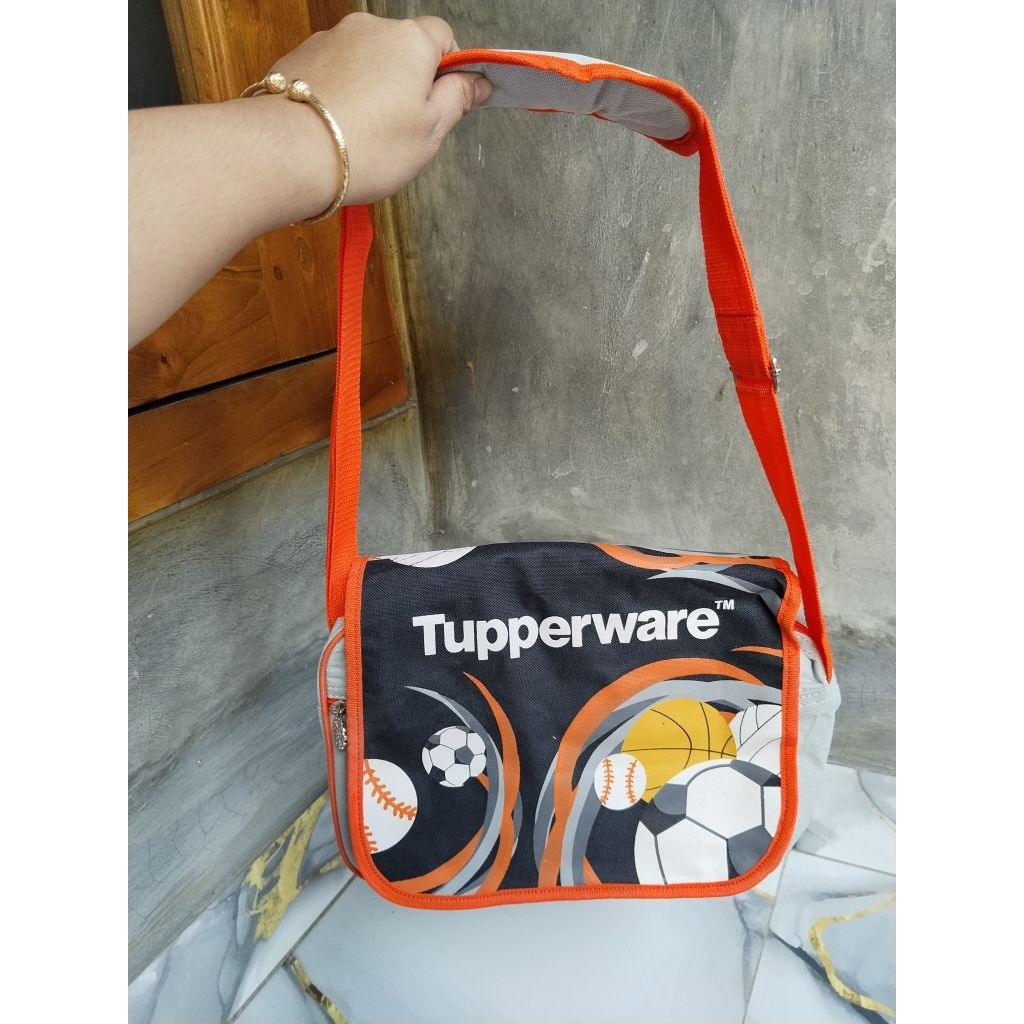 tas sekolah tas selempang anak laki-laki bola dr tupperware baru