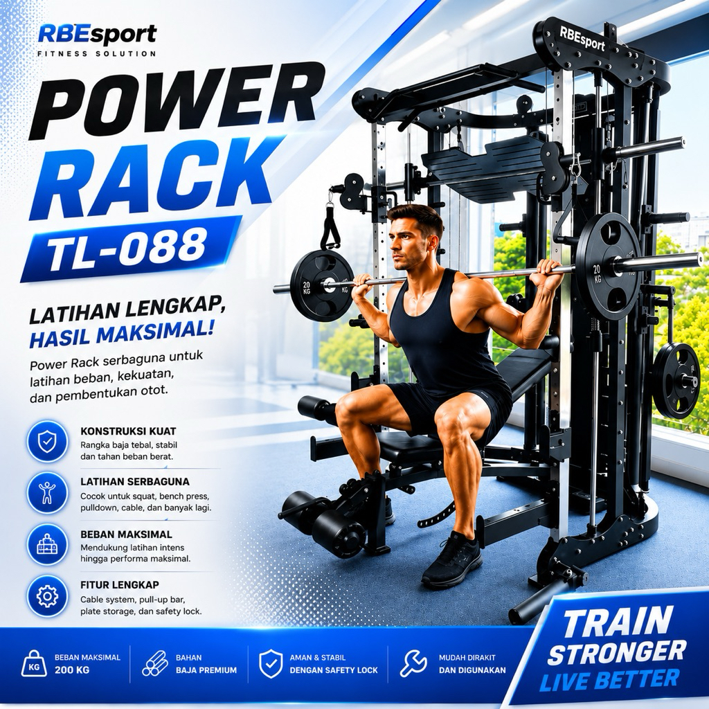 Total Fitness Power Rack TL-088 | Multy Power Rack | Alat Olahraga | Fitness Gym