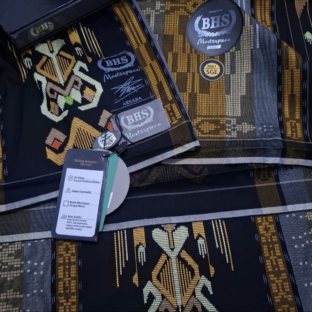 Sarung BHS Masterpiece SGE Silver Motif Terbaru Hitam Emas Premium Mercerized ATBM LIMITED ( Bisa CO