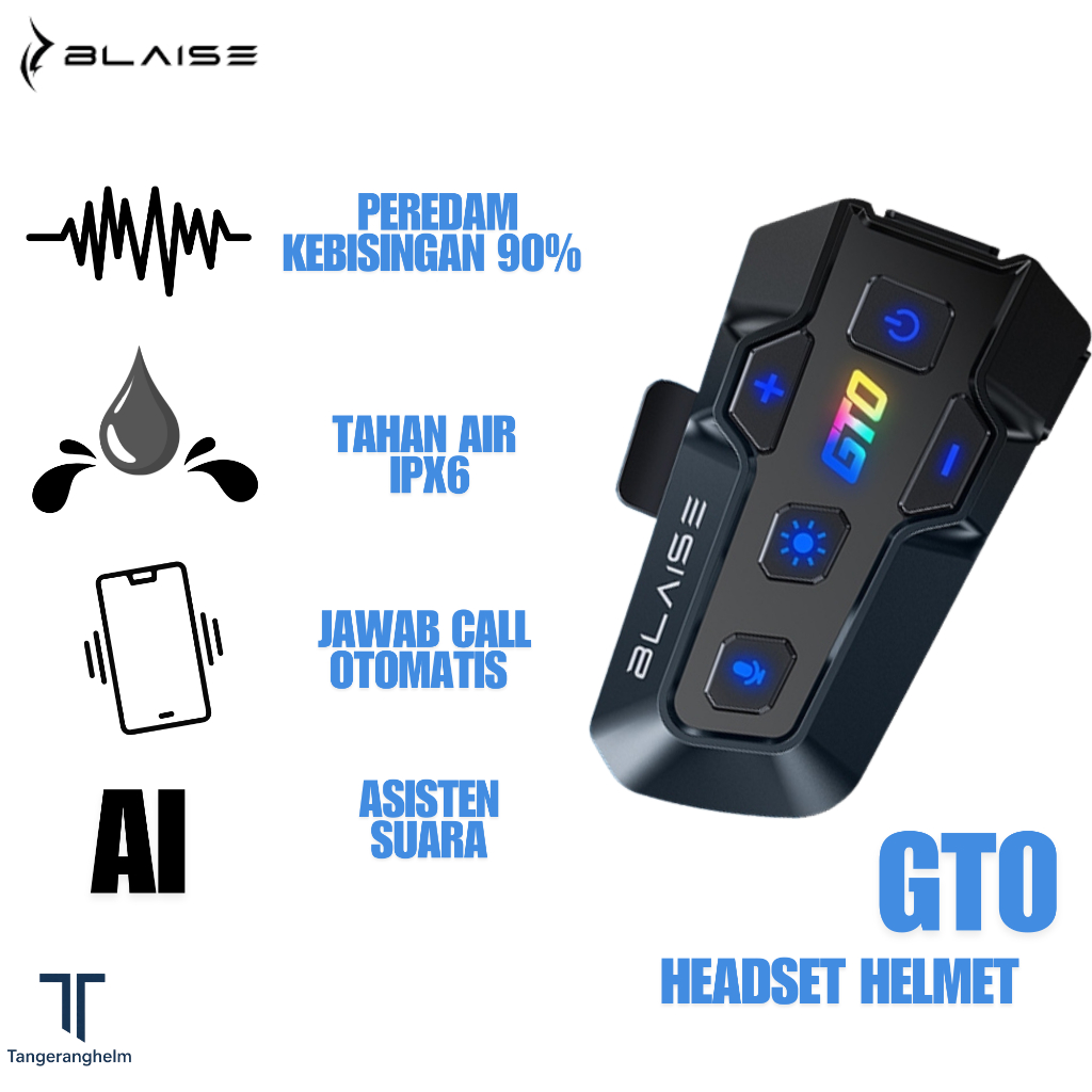BLAISE GT0 Headset Helm Bluetooth Headset Mic Hard Mic dan Soft Mic Headset Bluetooth Helm Motor