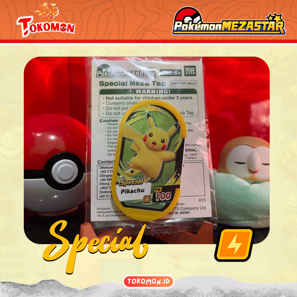 Pokemon Mezastar Pikachu Yellow Tag Spesial gemoy