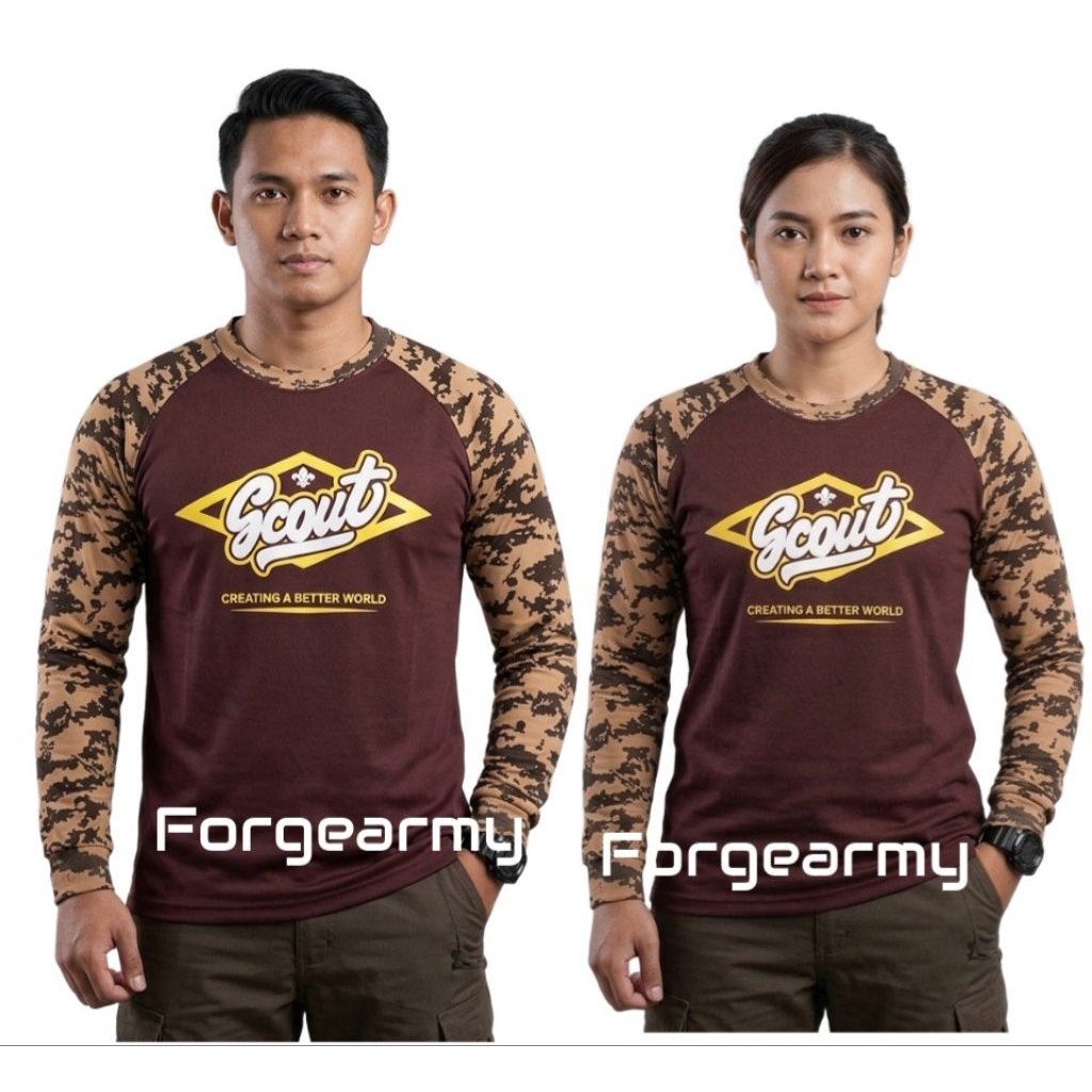 Kaos Oblong Loreng Scout Pramuka - Kaos Scout Pramuka Ketupat Lengan Panjang