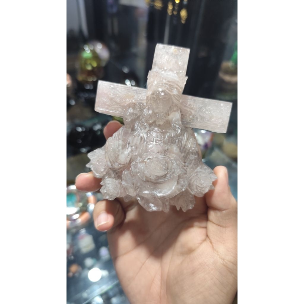 patung yesus resin crystal meditasi