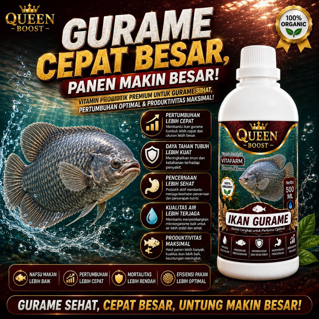 VITAFARM Ikan Gurame Queen Boost 500ML – Probiotik Organik untuk Budidaya Ikan Gurame