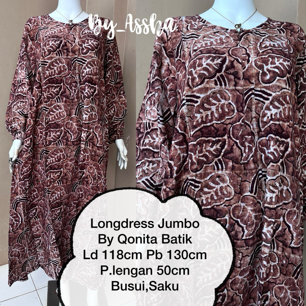 Daster Batik Qonita Pekalongan Longdress Abstrak Jumbo