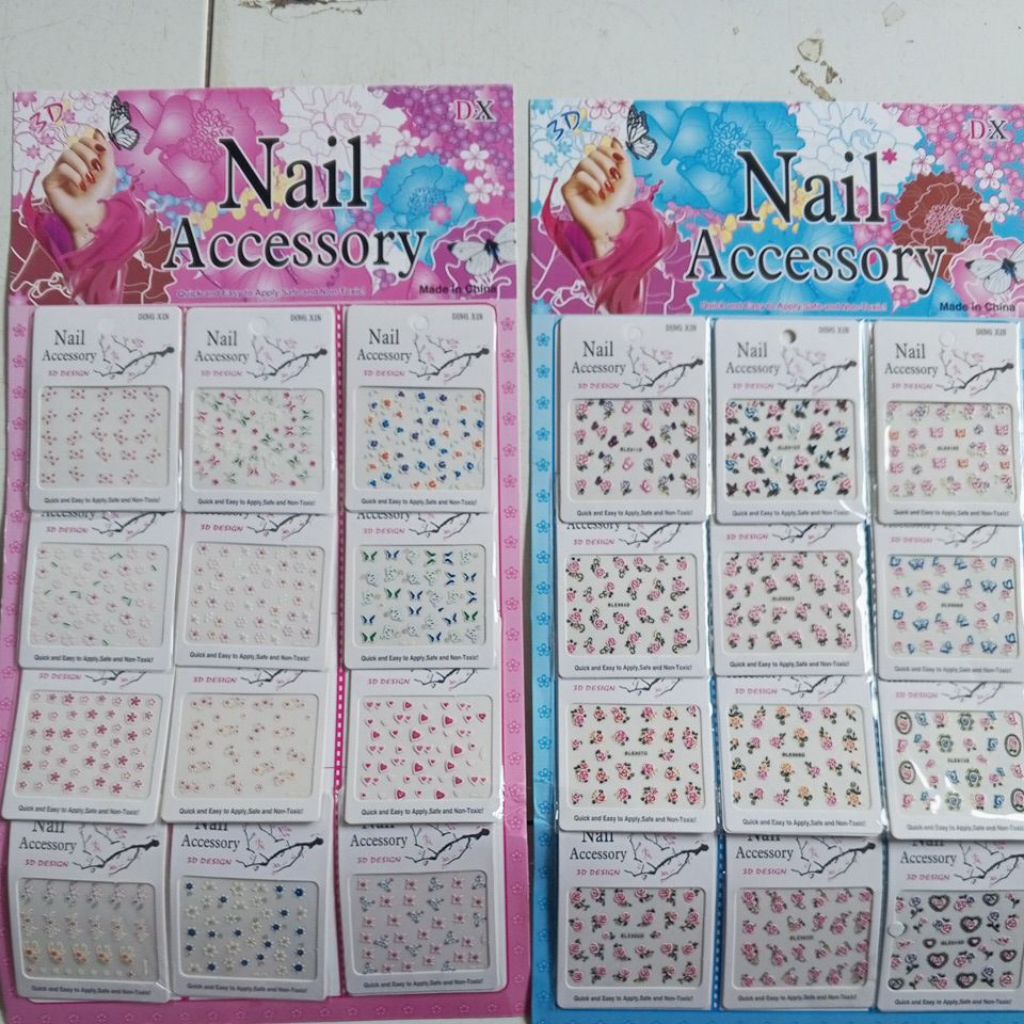 nail diamond stiker kuku lembaran, 1 lembar isi 12 pcs