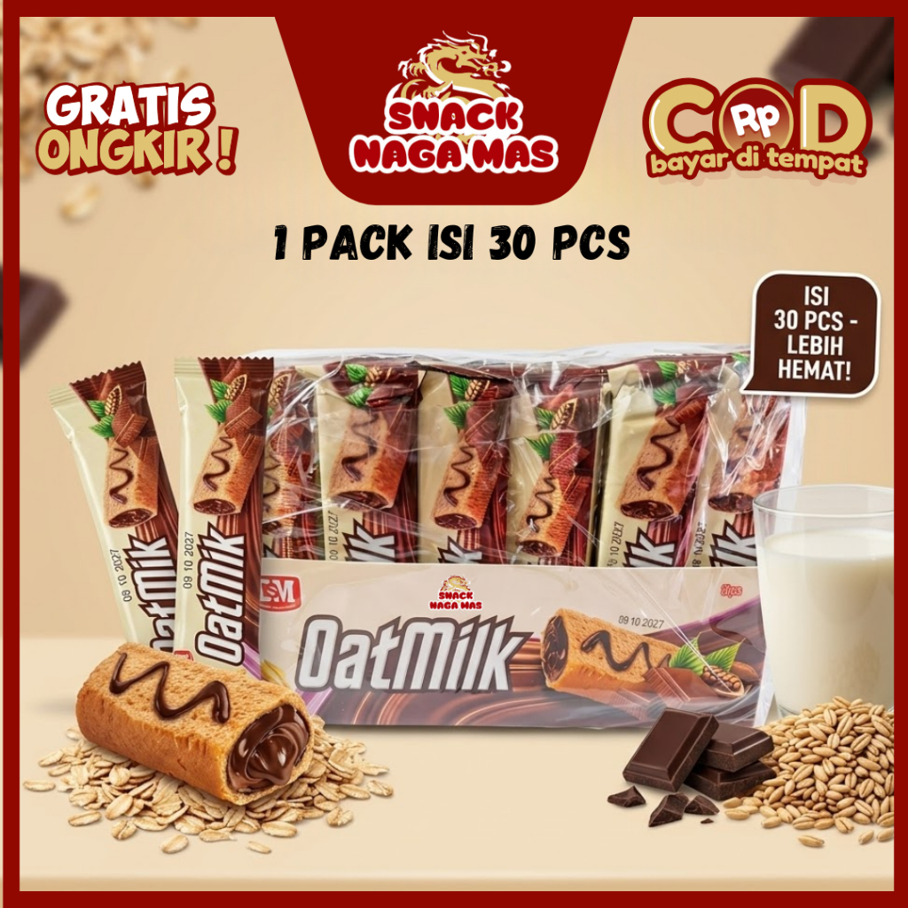 DSM MINI OATMILK OAT WAFER MILK COKELAT [1 PACK ISI 30 PCS]