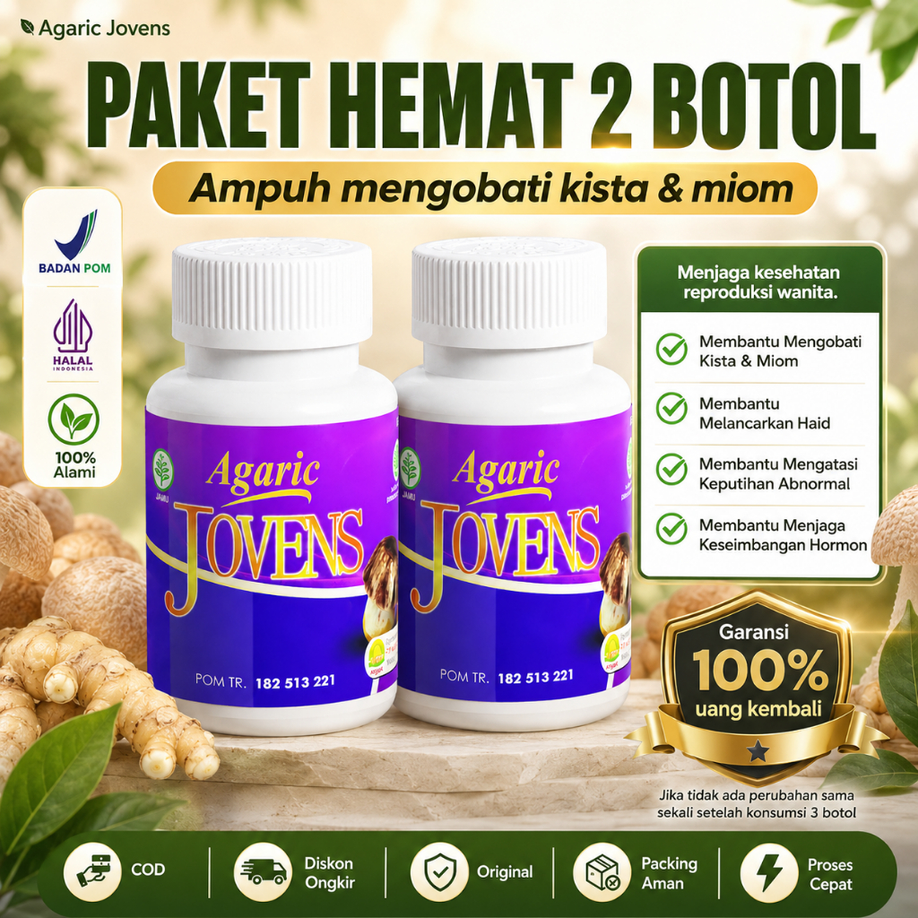 Agaric Jovens - Herbal Obat Kista Miom Benjolan Ovarium Endometriosis PCOS PAKET 2 Botol