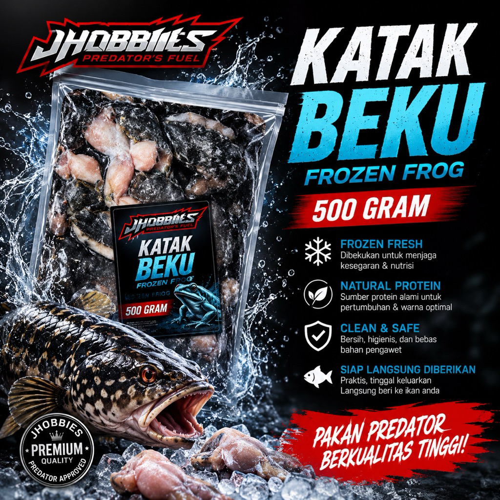 KODOK/KATAK BEKU PAKAN PREDATOR ARWANA DAN LAIN LAIN KEMASAN 500 gr