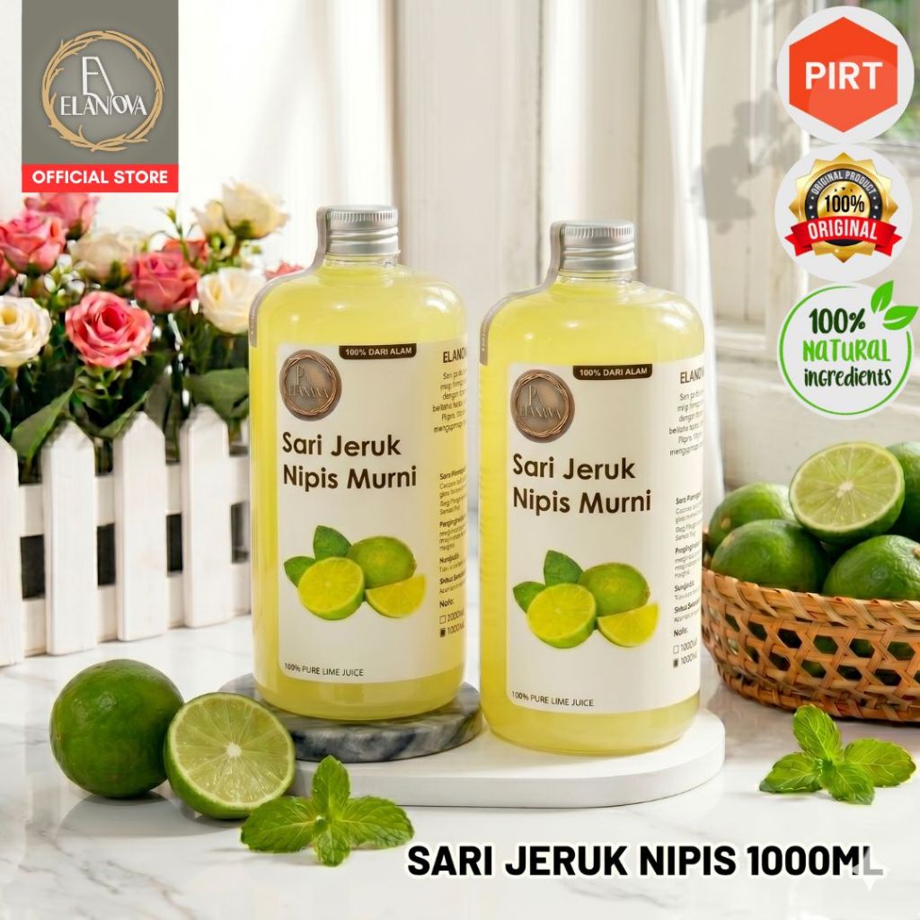 Elanova Sari Jeruk Nipis 500ml 1000ml MURNI ASLI 100% PERAS GELAS PANORAMA / AIR JERUK NIPIS MURNI A