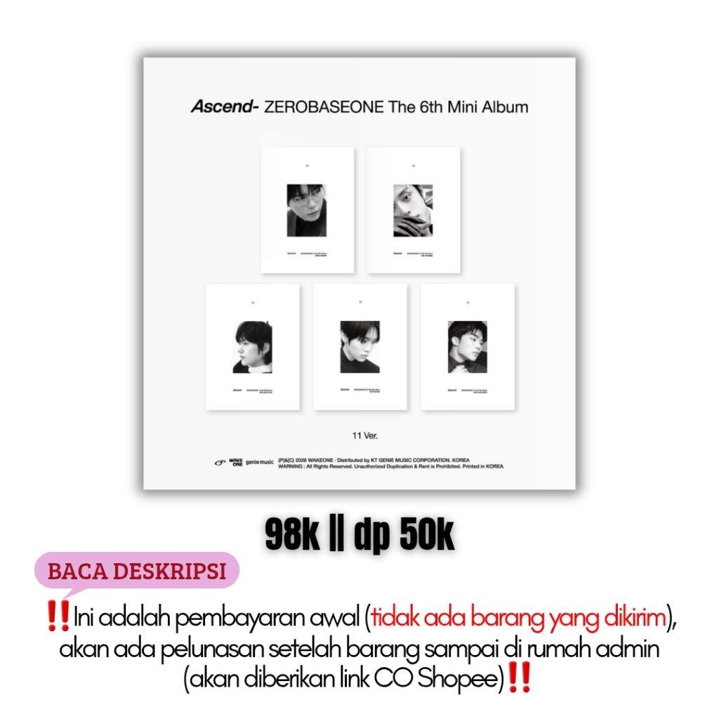 [baca deskripsi] PO Pre Order ZB1 ZEROBASEONE The 6th Mini Album ASCEND 11 ver. Jiwoong Hanbin Matth
