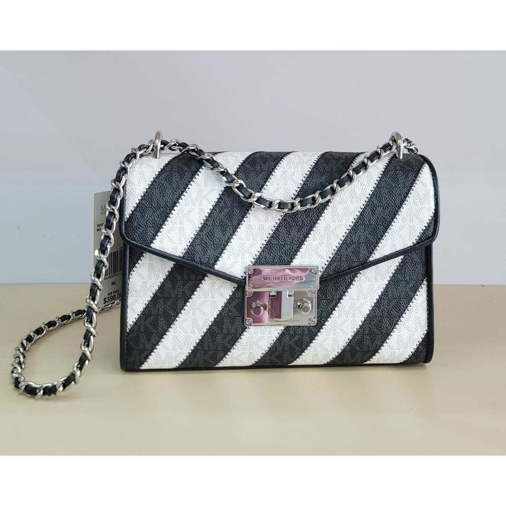 Tas Wanita Branded mk Rose Medium Flap Shoulder Black Multi. 23 x 15 x 7 cm ORIGINAL