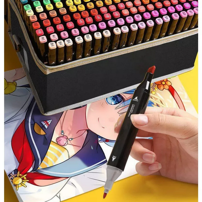Spidol Marker 262 Warna Twin Marker Dual Tip Art Marker Set Drawing Sketch Manga dengan Tas Penyimpa