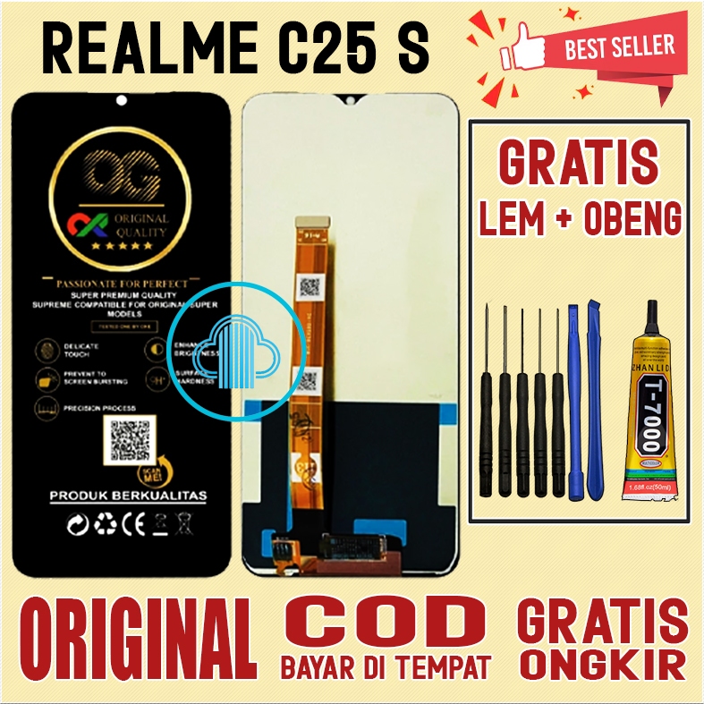 GRATIS LEM OBENG LCD TOUCHSCREEN REALME C25 S LAYARSENTUH REALME C SERIES ORIGINAL ORI ALL MEREK FUL