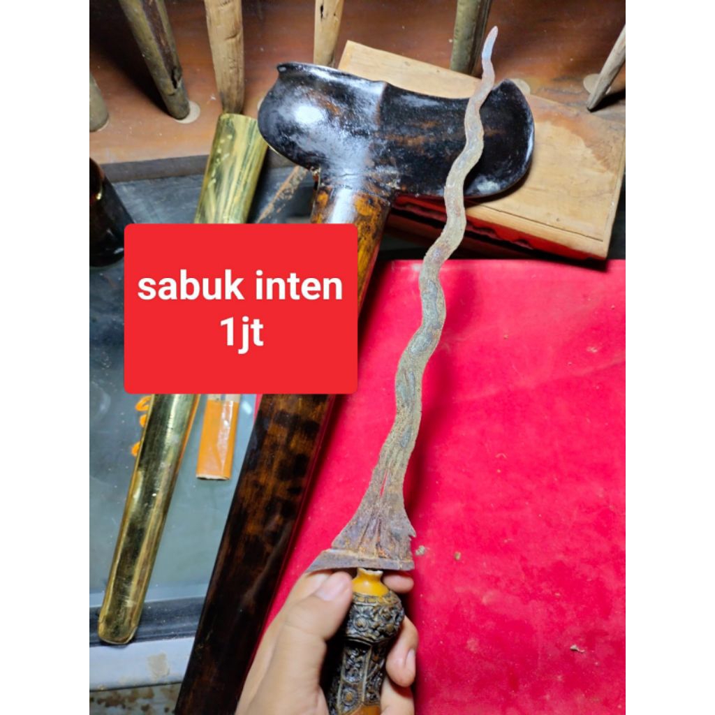 Keris Sabuk Inten Kuno Sepuh Original Warangka Gayaman Solo Polosan Dusun