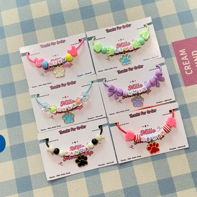 Kawulamuda.Shop (Tanpa Lonceng) Kalung Kucing Custom Nama Huruf Kotak + Liontin Paw