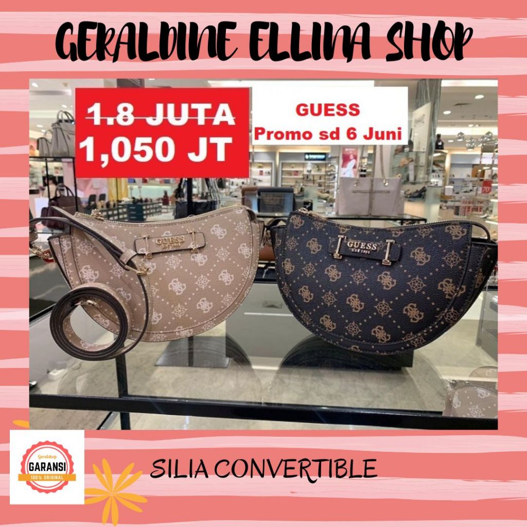 Tas Guess wanita shoulder bag ORIGINAL 100% sale SILIA CONVERTIBLE