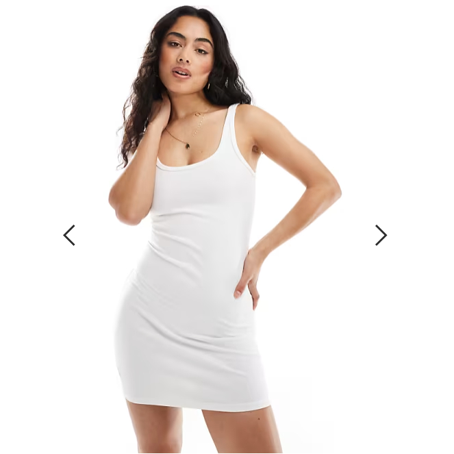 Pull & Bear strappy cami mini dress in white