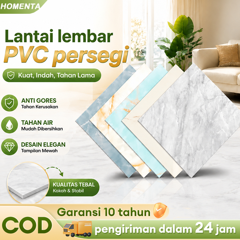 HOMENTA Stiker Lantai  60x60cm  pola batu keramik lantai vinyl tempel  keramik  Cocok untuk ruang ta