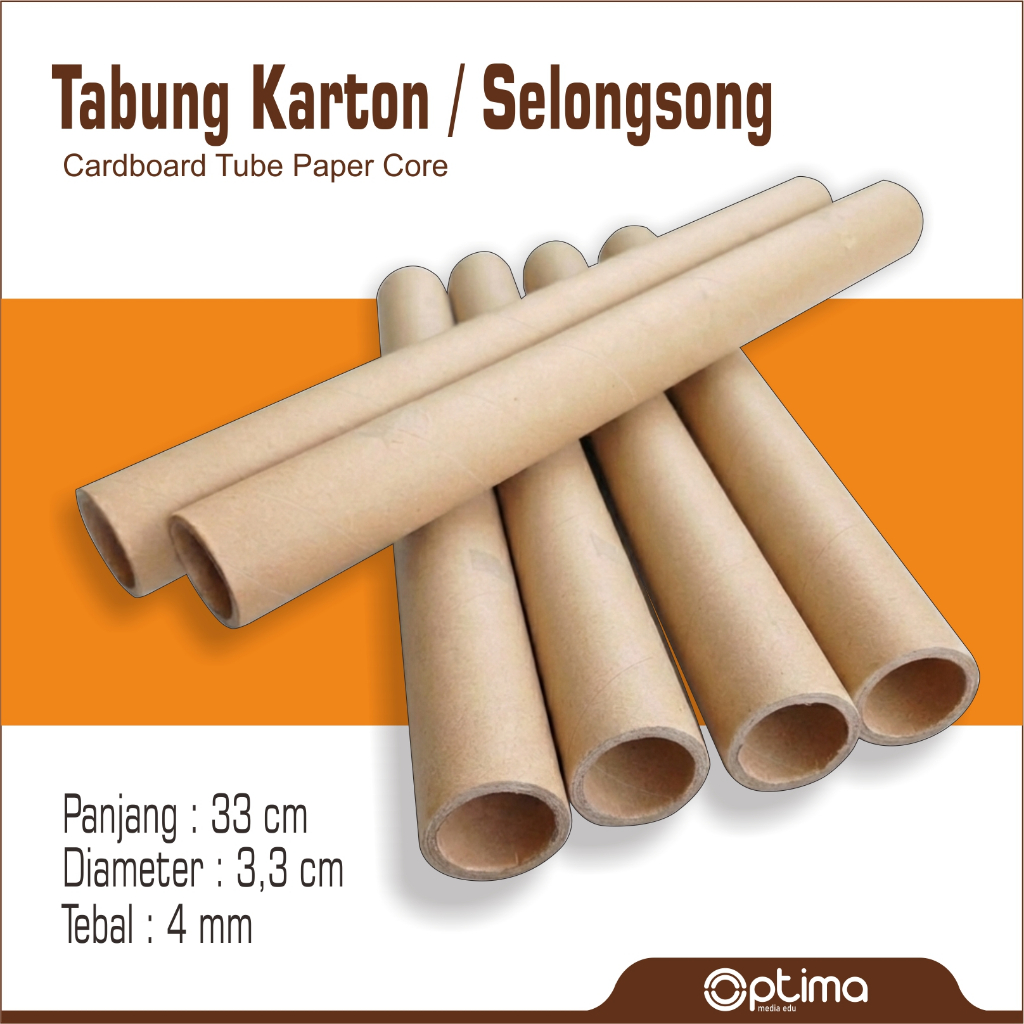 Tabung Kardus Bahan Kerajinan diameter 3,3 cm x 33 cm / Selongsong /Paper Core