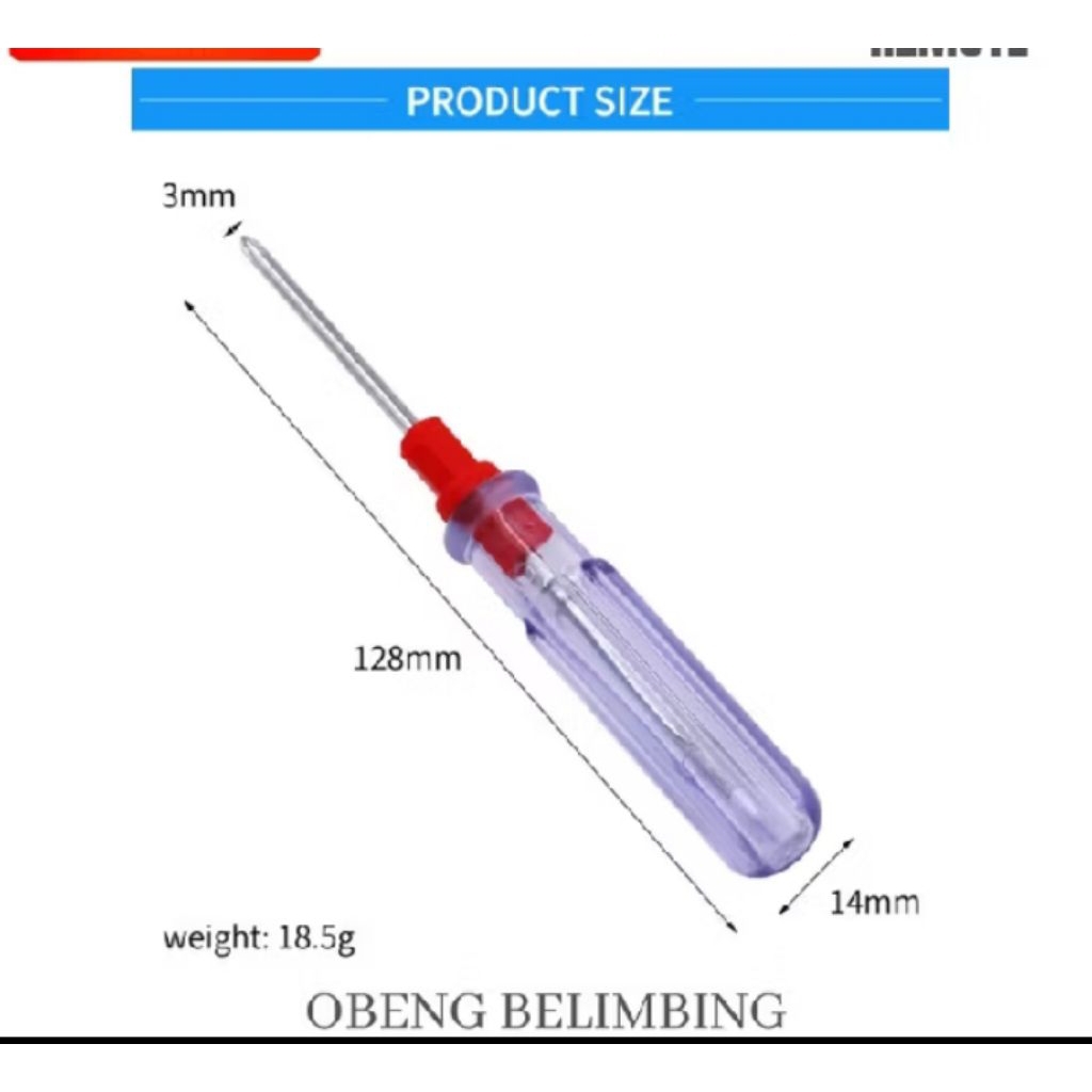 Obeng Plus Minus Bolak Balik Transparan Besar Kecil Obeng Bolak-Balik Transparan Plus Minus