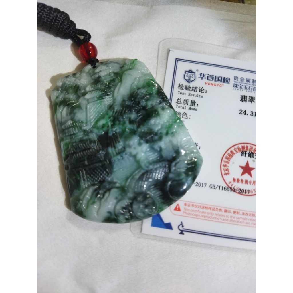 Kalung Giok ukir natural burma type A