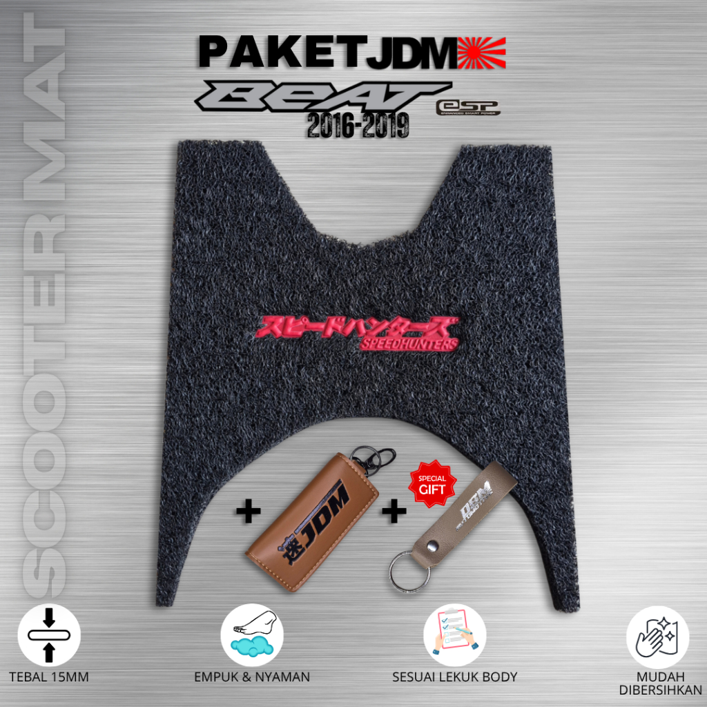 Paket JDM Karpet Motor Dompet STNK Honda Beat esp Beat Street 2016-2019 Logo Emboss JDM Series