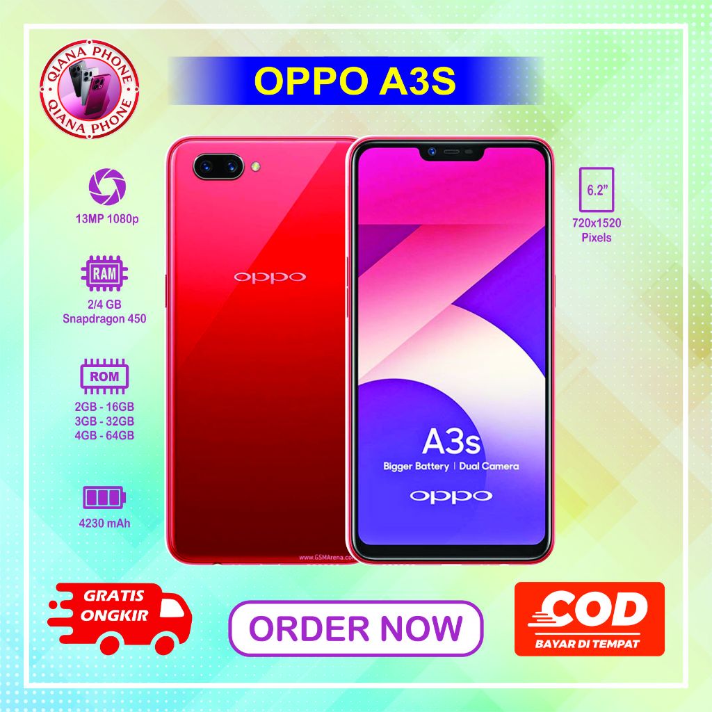 HP OPPO A3s Normal Second siap pakai