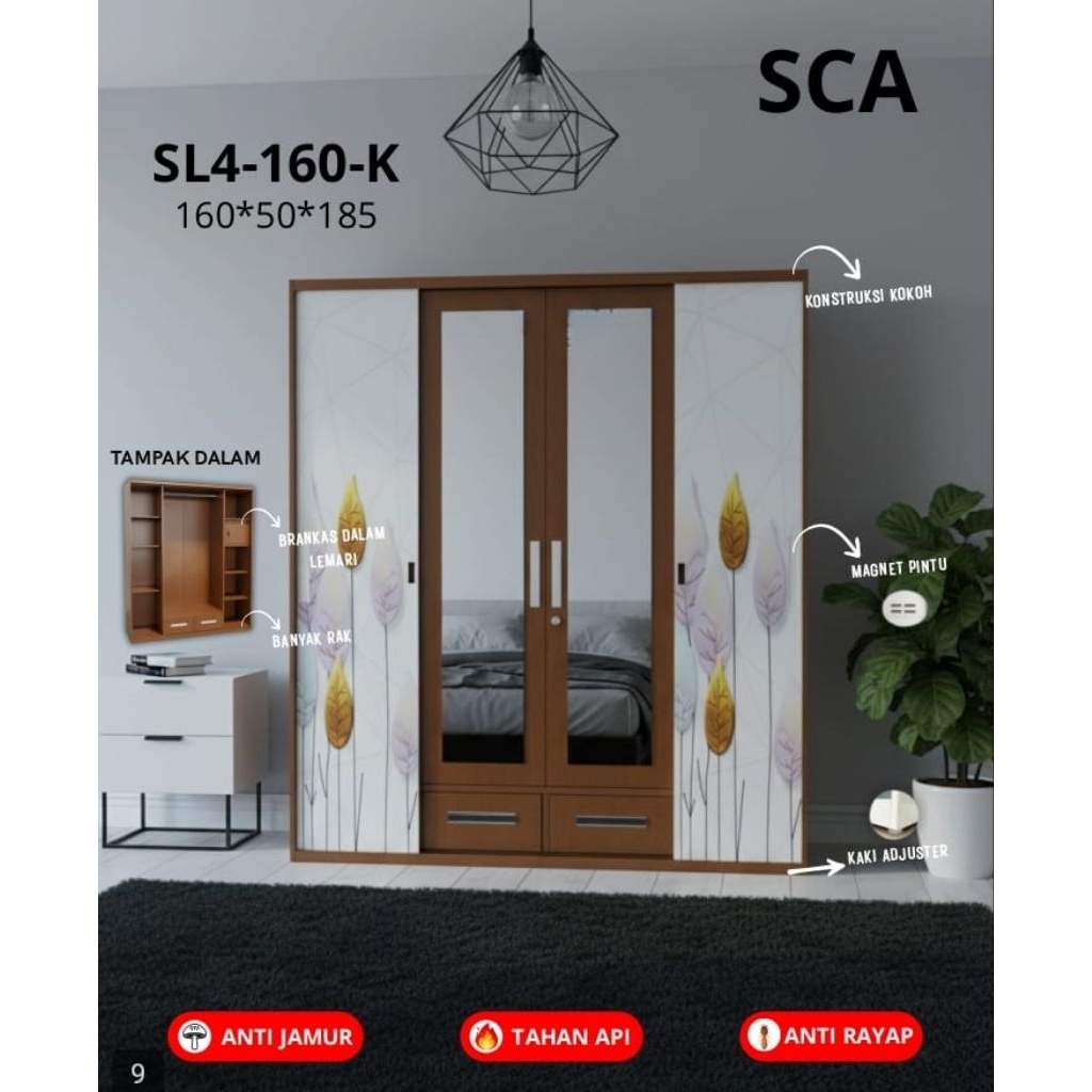 Lemari baju besi 4 pintu