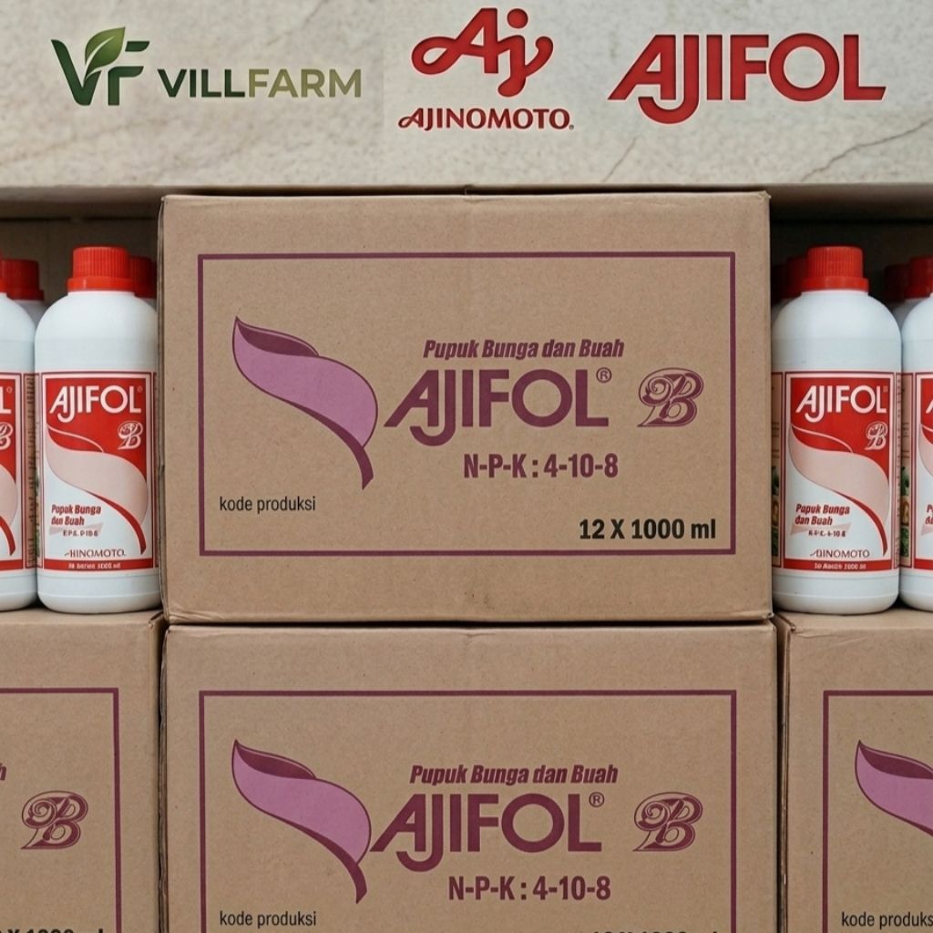 AJIFOL B 1BOX isi 12botol @1L [Grosir][Pupuk Daun/Foliar NPK:4-10-8 Generatif]