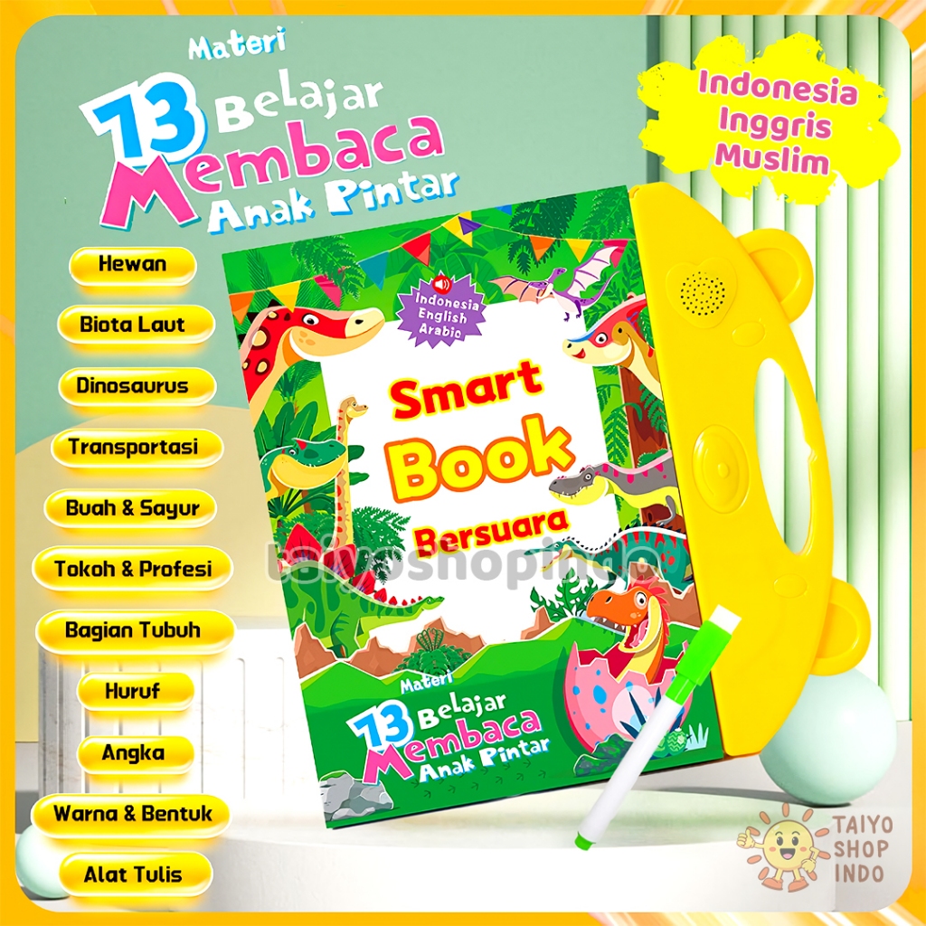 TAIYO Smart Book Bersuara Ebook Bahasa Indonesia Inggris 13 Materi Belajar Baca Buku Pintar Sound