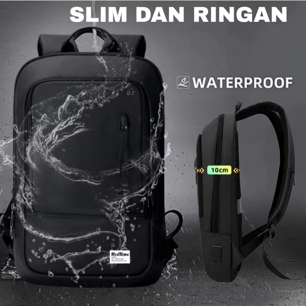 RIXTON Tas backpack laptop ransel pria tas sekolah punggung anti air waterproof ringan dan tipis 819