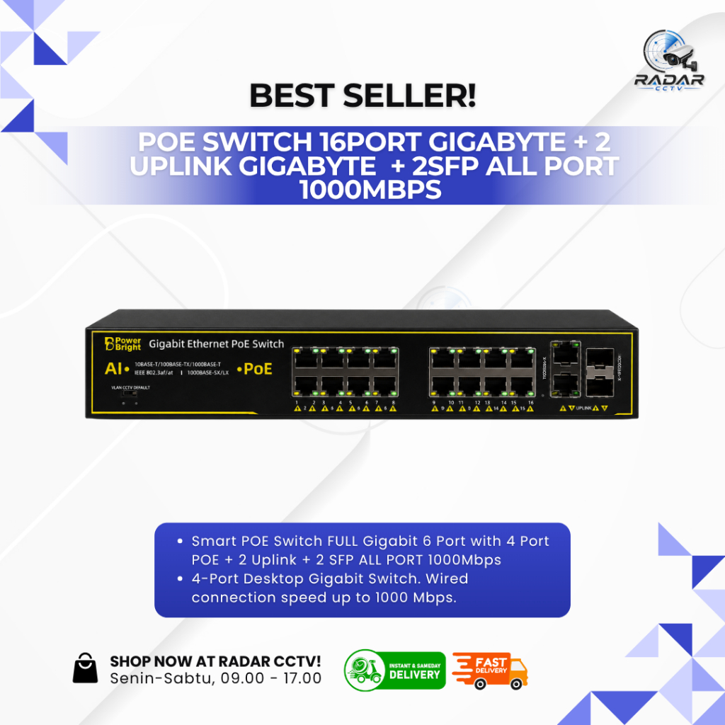 POE SWITCH 16PORT GIGABYTE + 2 UPLINK GIGABYTE | poe gigabite