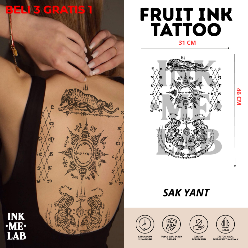 INKMELAB - Tattoo Sakyant 1 Fruit Ink Temporary Tattoo desain sak yant thailand muaythai etnik buday