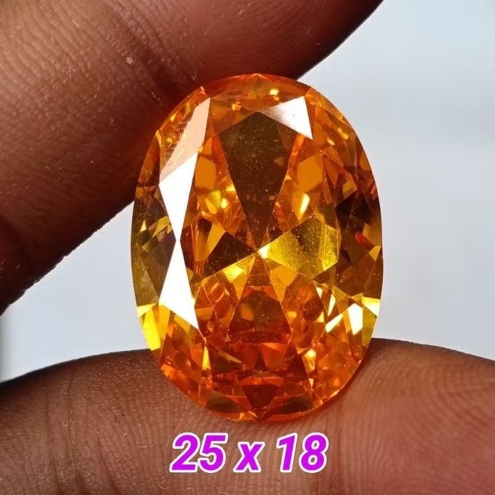 Batu Permata Diamond Yellow Citrine , Jumbo 25 x 18 mm