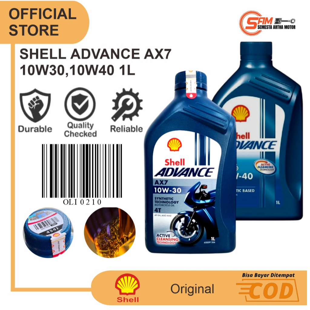 OLI Shell Advance AX7 4T 10W-40 1 Liter Motor Sport Vixion CBR Thunder KLX