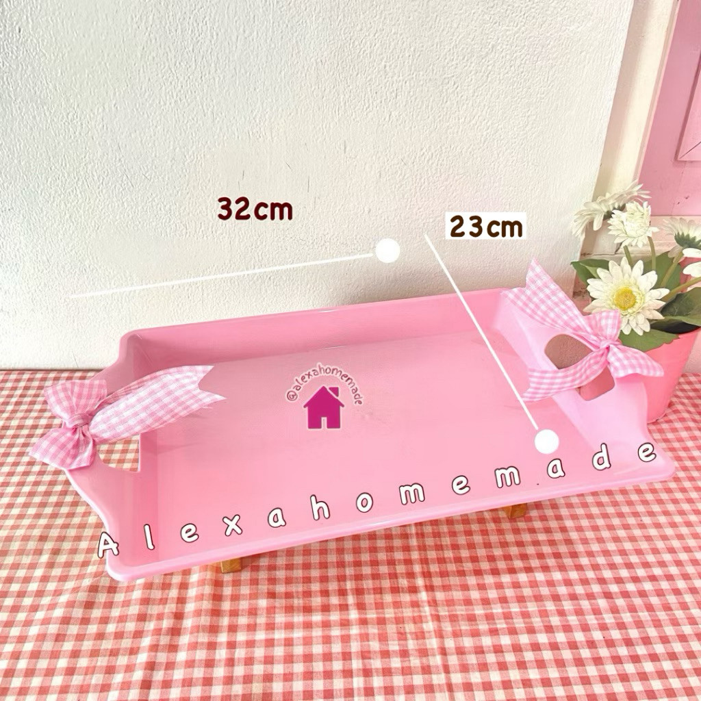 NAMPAN GELAS COQUETTE PINK  (muat 8 gelas) /nampan cantik pink /nampan pita