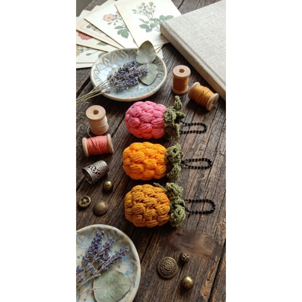 Gantungan Kunci | Gantungan kunci Rajut Nanas | Keychain | Keychain Handmade Aesthetic | Kado Lucu |